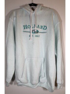 Vintage Y2K Isaac's Designs mint green terry hoodie Holland Michigan XL USA
